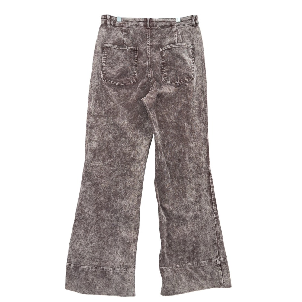 HYFVE Wide Leg Corduroy Women L Cotton Spandex Brown Acid Wash Pants - Picture 2 of 7